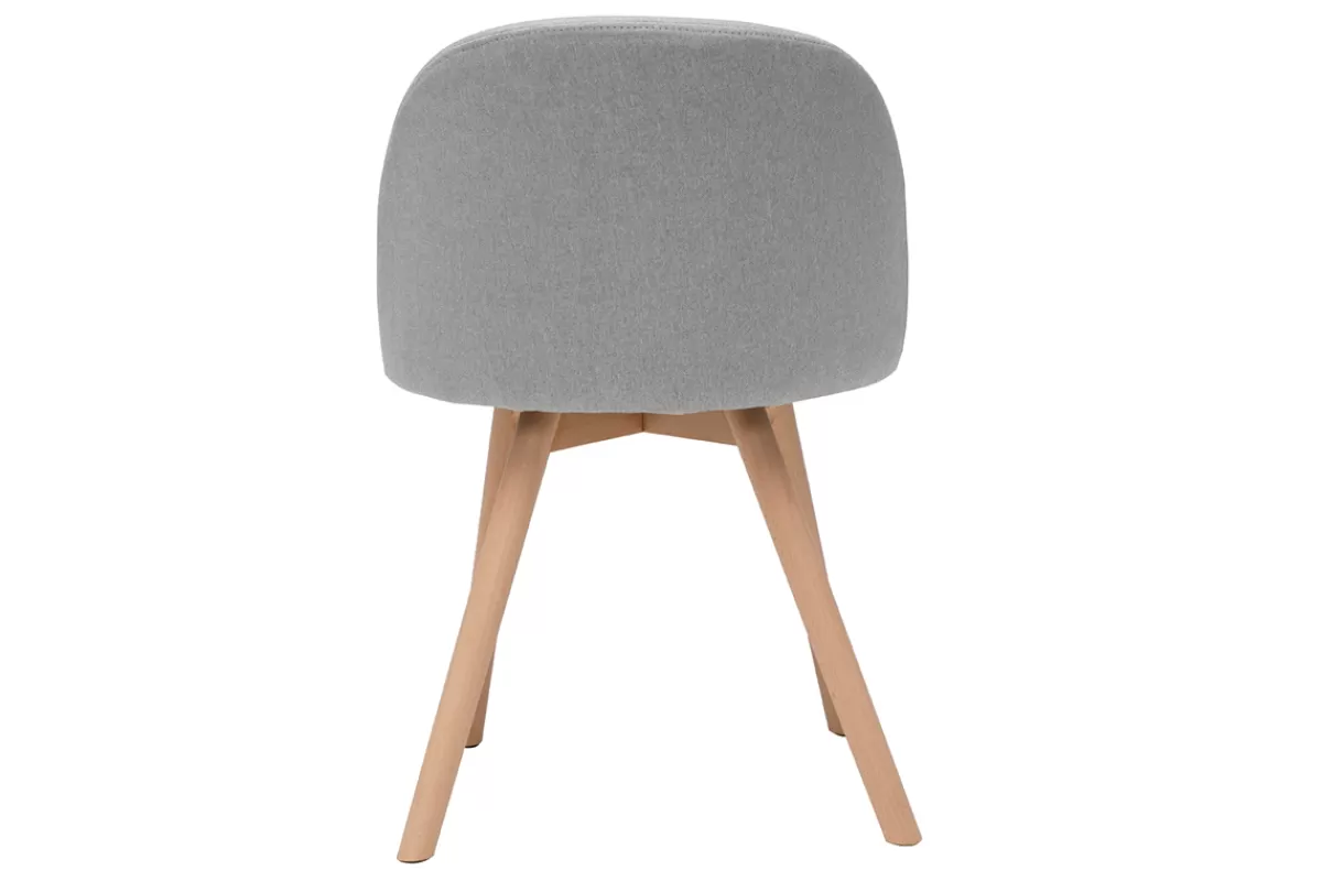 Miliboo Sillas Modernas-Set de 2 sillas nórdicas de tela gris clara y haya maciza CELESTE
