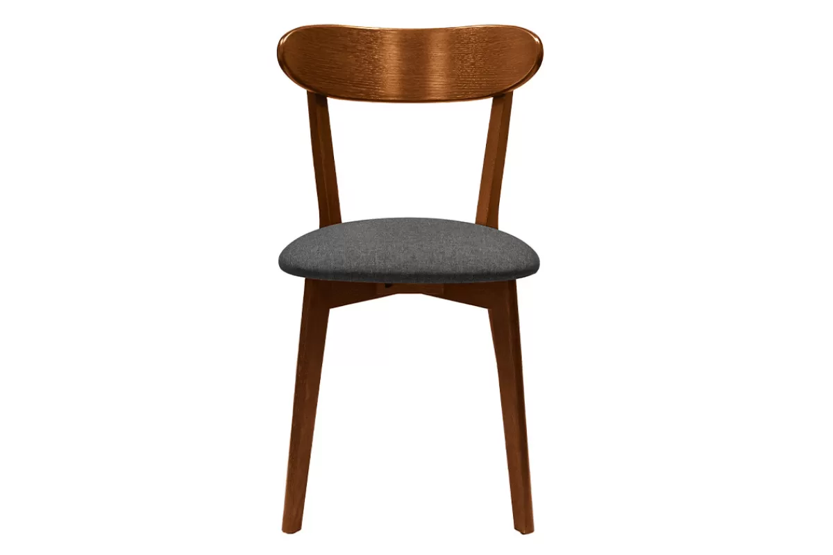 Miliboo Sillas Modernas | Sillas De Madera-Set de 2 sillas vintage roble oscuro y asiento gris DOVE