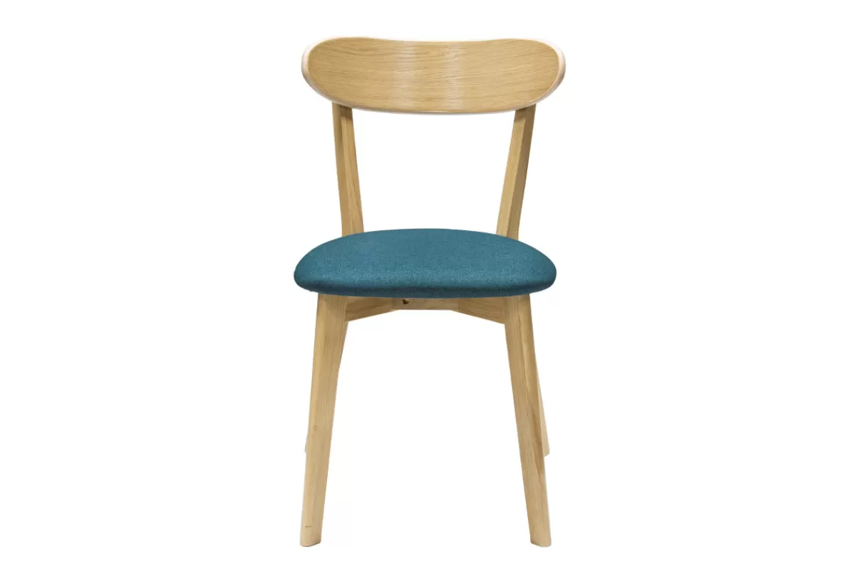 Miliboo Sillas Modernas | Sillas De Madera-Set de 2 sillas vintage roble y asiento azul pavo real DOVE
