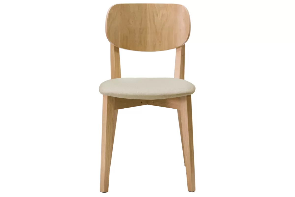 Miliboo Sillas Modernas | Sillas De Madera-Set de 2 sillas vintage roble y asiento beige LUCIA