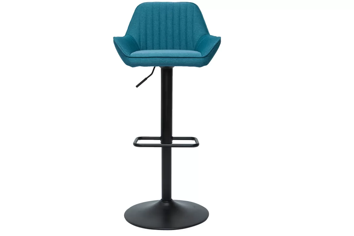 Miliboo Taburetes De Bar-Set de 2 taburetes de cocina ajustables de diseño de tejido azul petróleo RONNIE