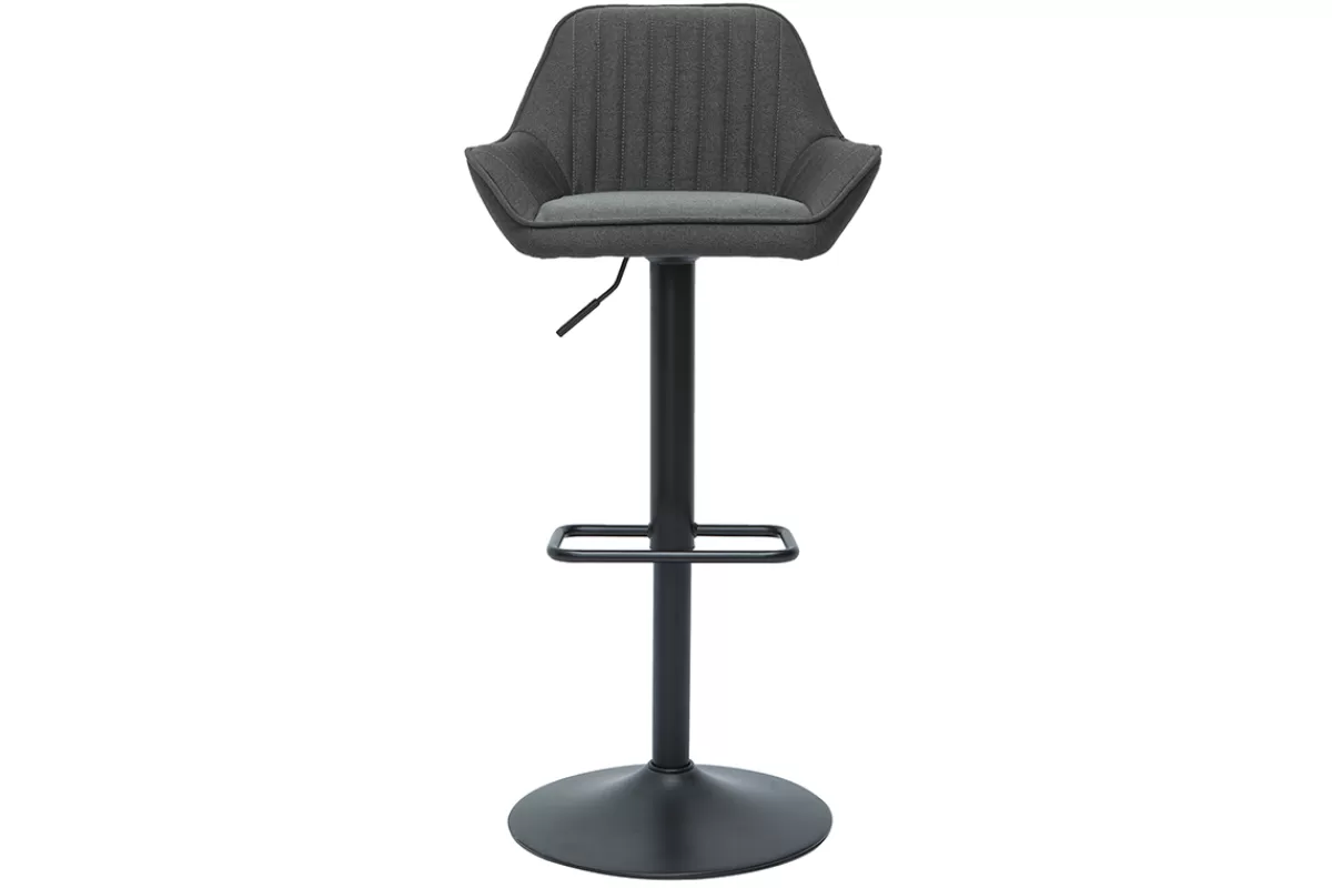 Miliboo Taburetes De Bar-Set de 2 taburetes de cocina ajustables de diseño de tejido gris antracita RONNIE