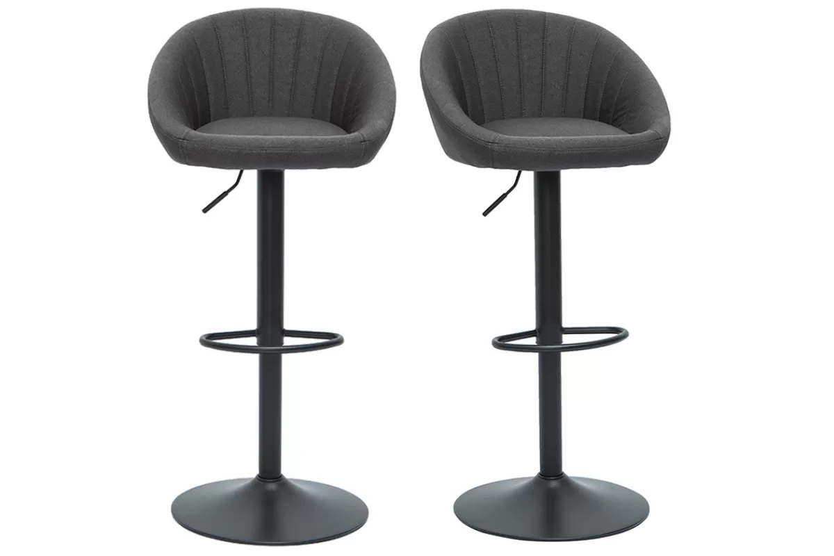 Miliboo Taburetes De Bar-Set de 2 taburetes de cocina ajustables de diseño gris SHERU