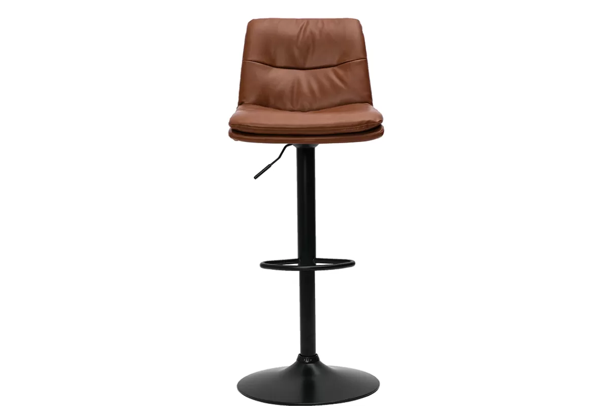 Miliboo Taburetes De Bar-Set de 2 taburetes de cocina ajustables de poliuretano negro y metal negro HASTA