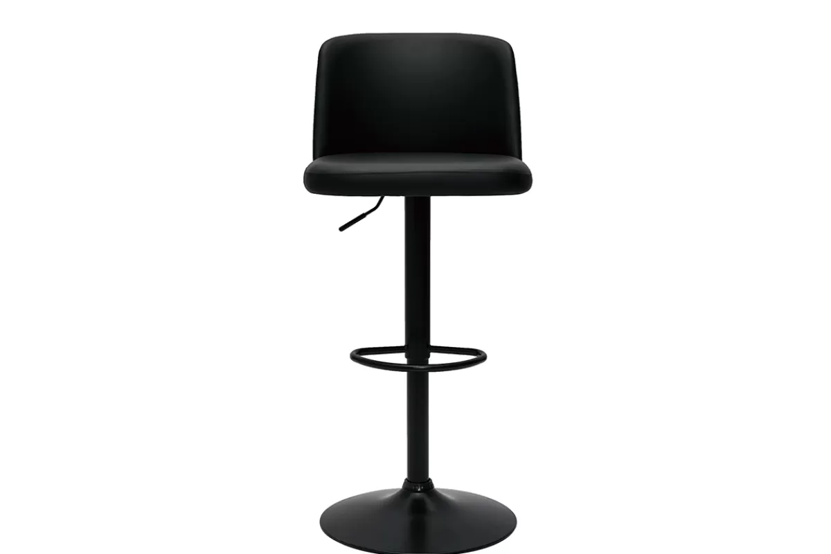 Miliboo Taburetes De Bar-Set de 2 taburetes de cocina ajustables de poliuretano negro y metal negro MONTI