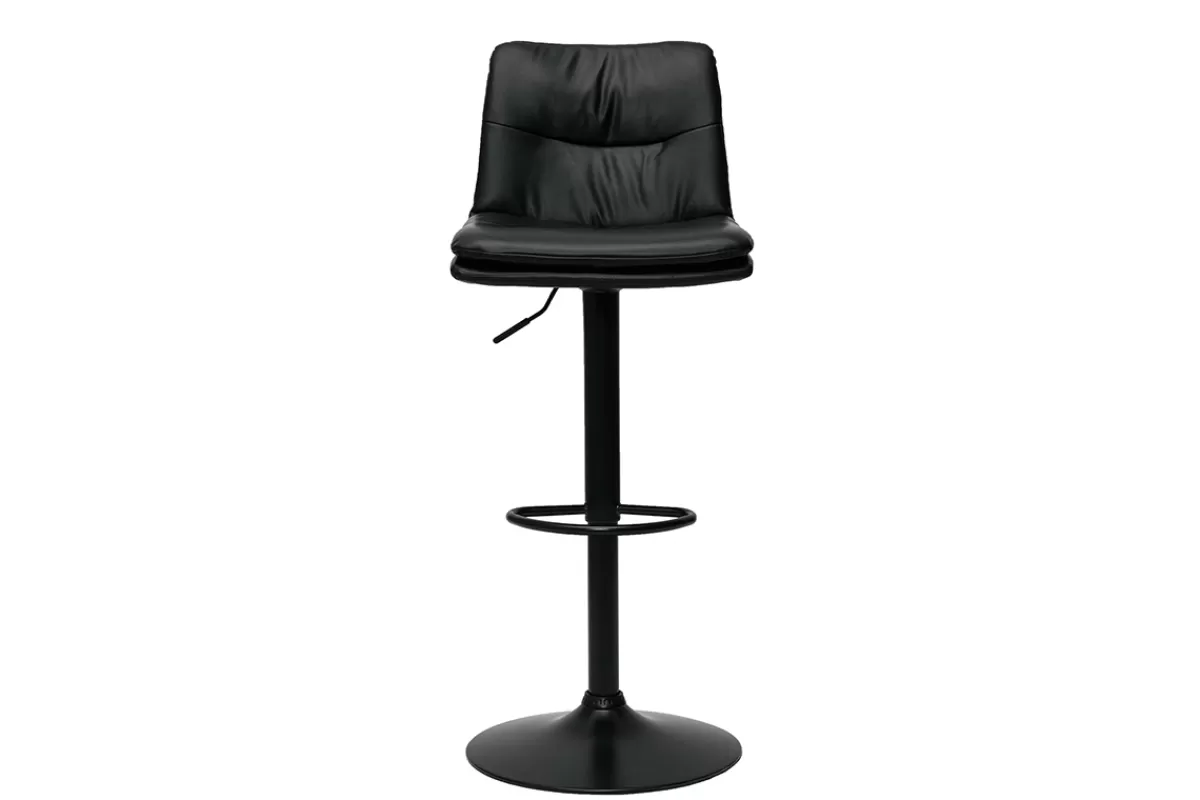 Miliboo Taburetes De Bar-Set de 2 taburetes de cocina ajustables de poliuretano negro y metal negro ZUCK