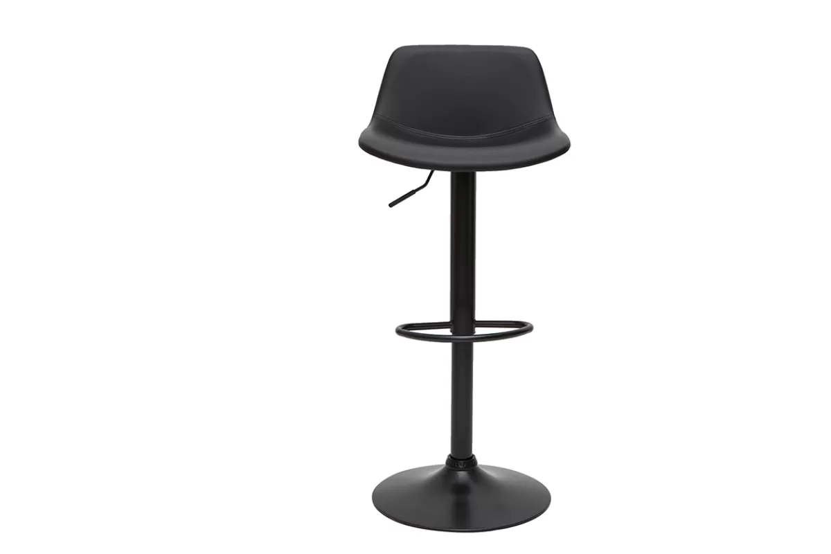 Miliboo Taburetes De Bar-Set de 2 taburetes de cocina ajustables de poliuretano y metal negro NONIE