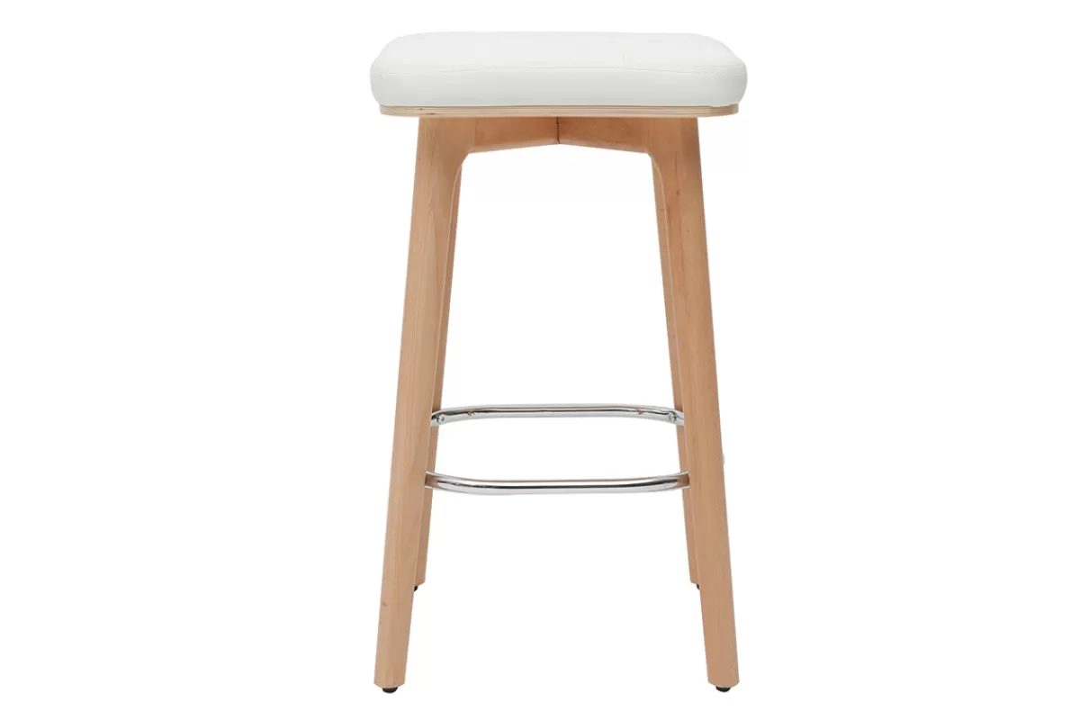 Miliboo Taburetes De Bar-Set de 2 taburetes de cocina blancos y de madera clara 65 cm GRAMMA