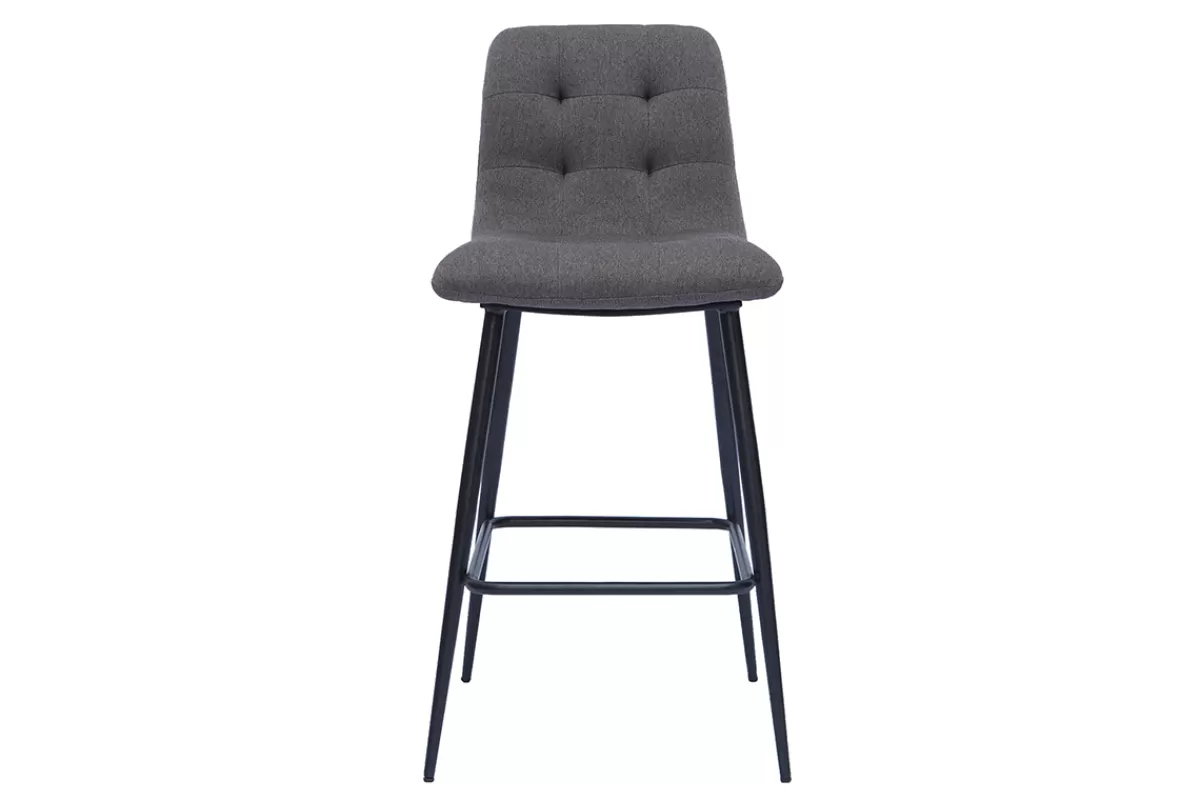 Miliboo Taburetes De Bar-Set de 2 taburetes de cocina de diseño en tela gris y metal 65 cm de altura ESCAPE