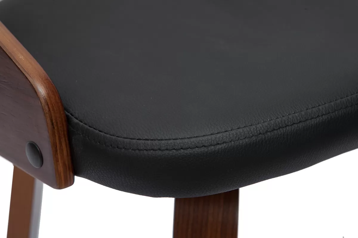 Miliboo Taburetes De Bar-Set de 2 taburetes de cocina de diseño madera oscura y poliuretano negro 65 cm MANO