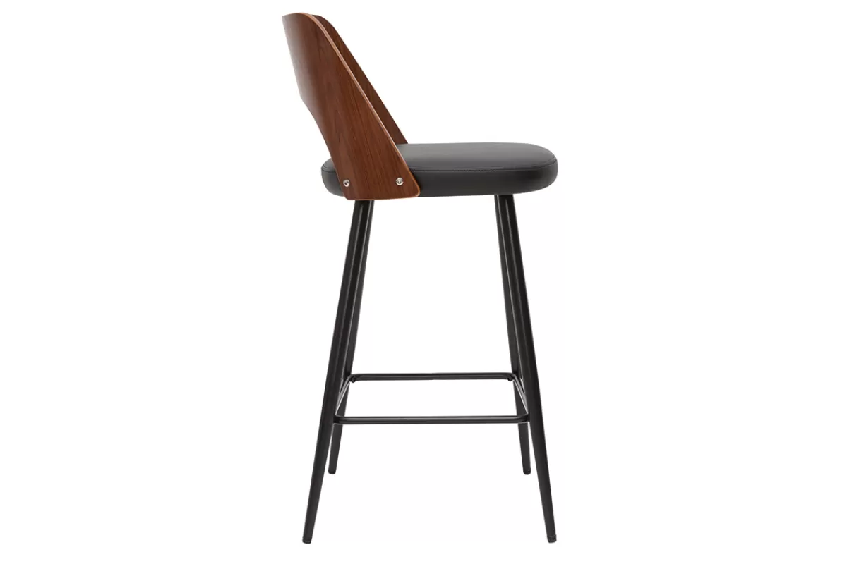Miliboo Taburetes De Bar-Set de 2 taburetes de cocina de diseño negro y nogal 66,5 cm FALCOM