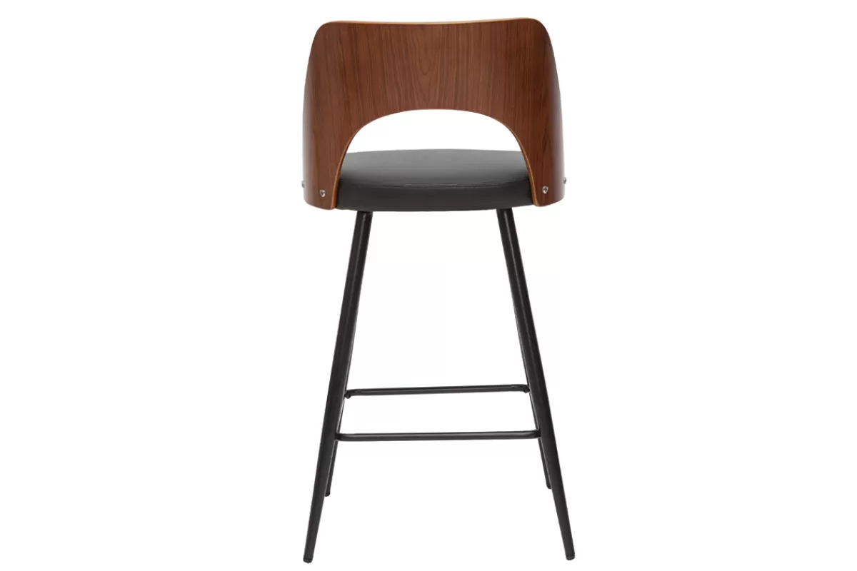 Miliboo Taburetes De Bar-Set de 2 taburetes de cocina de diseño negro y nogal 66,5 cm FALCOM
