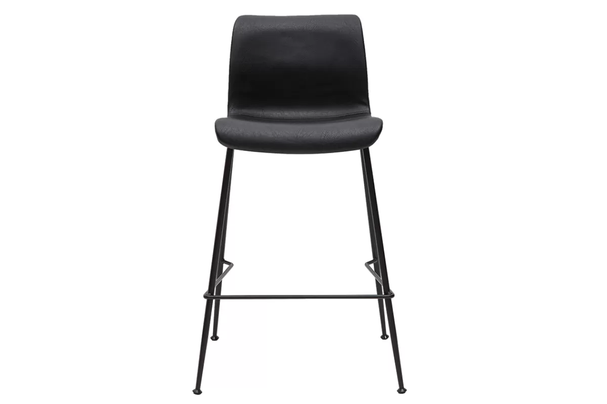 Miliboo Taburetes De Bar-Set de 2 taburetes de cocina fijos negro envejecido y metal negro 65 cm HAROLD