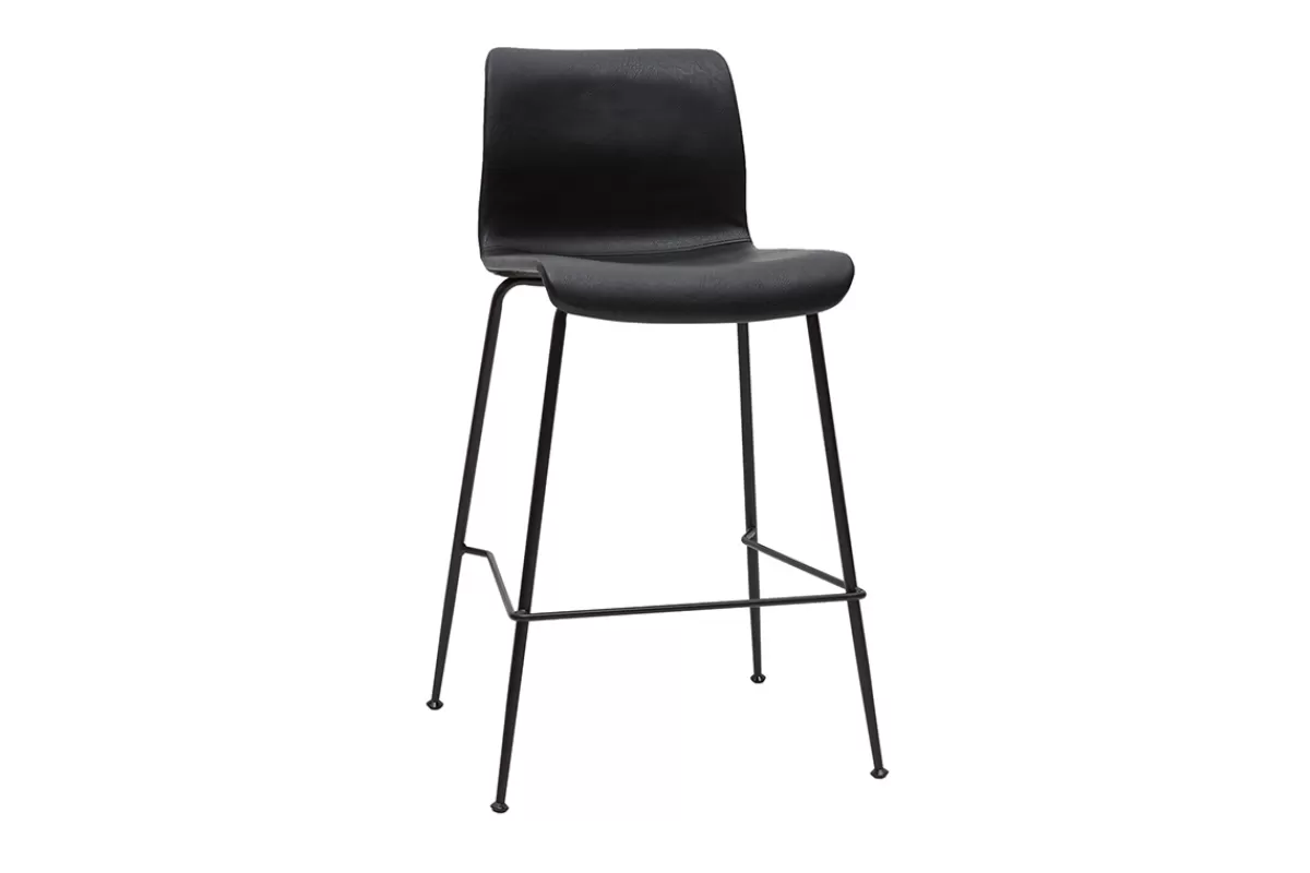 Miliboo Taburetes De Bar-Set de 2 taburetes de cocina fijos negro envejecido y metal negro 65 cm HAROLD