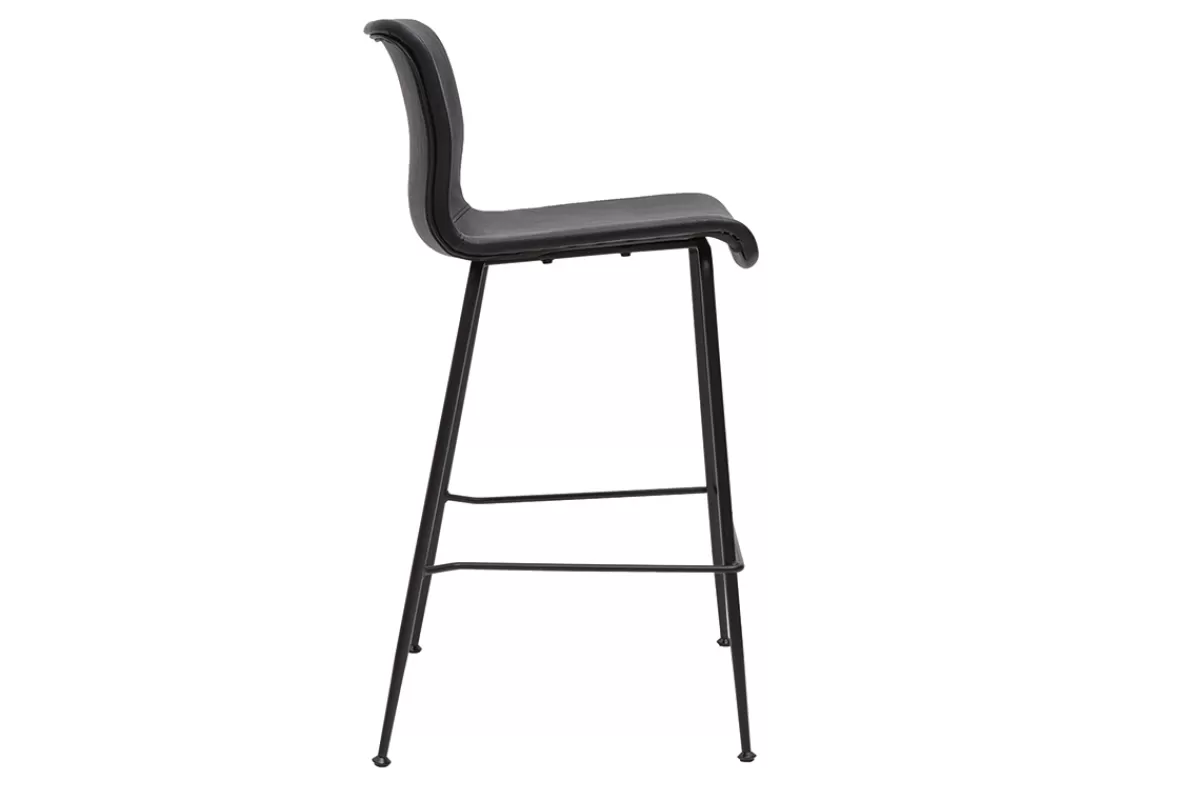 Miliboo Taburetes De Bar-Set de 2 taburetes de cocina fijos negro envejecido y metal negro 65 cm HAROLD