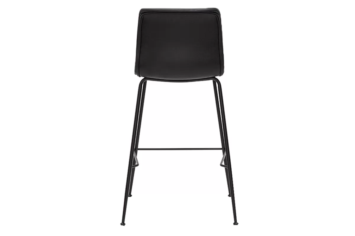 Miliboo Taburetes De Bar-Set de 2 taburetes de cocina fijos negro envejecido y metal negro 65 cm HAROLD