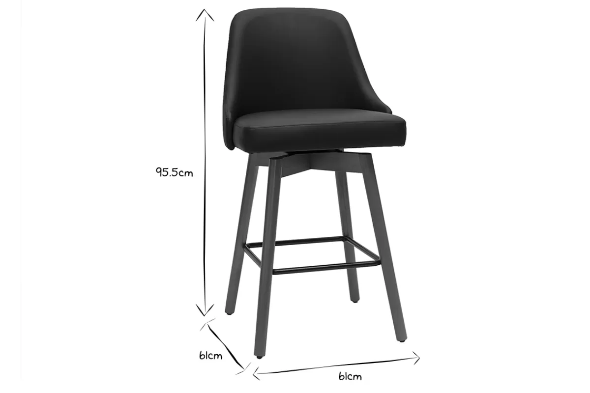 Miliboo Taburetes De Bar-Set de 2 taburetes de cocina giratorios de diseño negros y madera oscura 65 cm HASTA