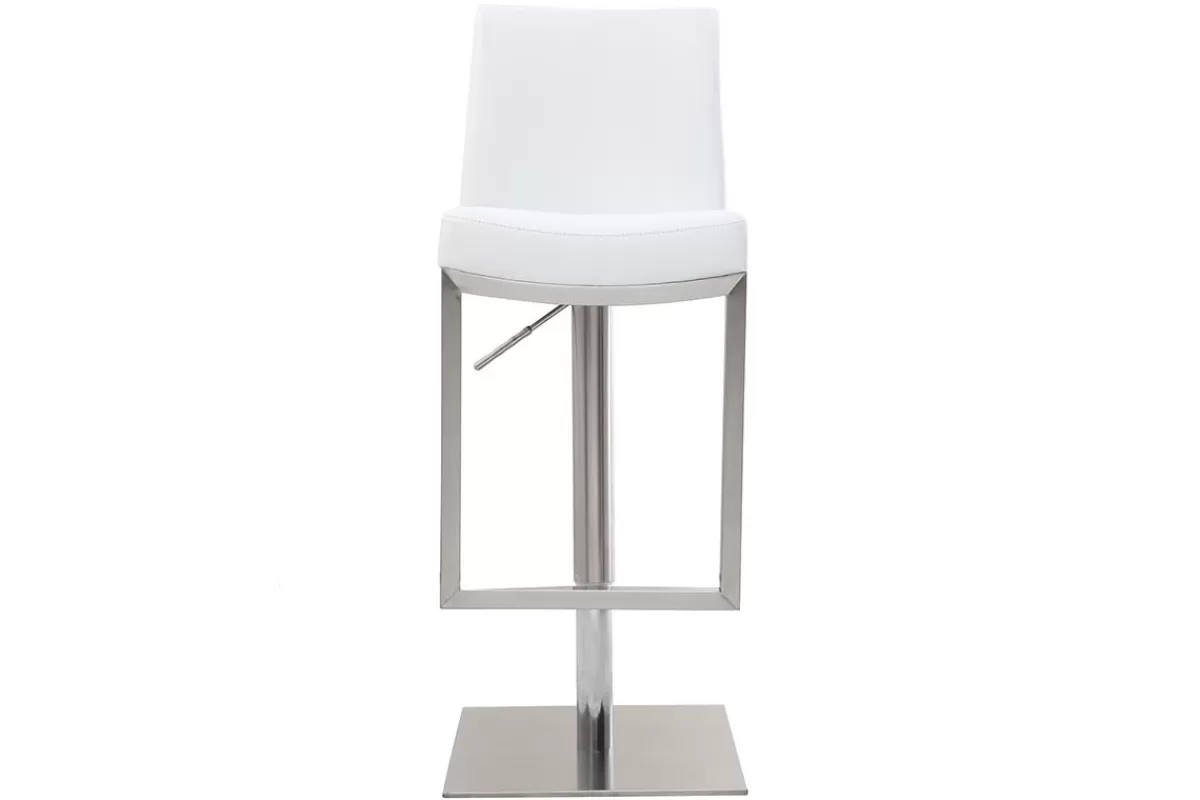 Miliboo Taburetes De Bar-Set de 2 taburetes de cocina regulables blancos con acero cromado KYLE