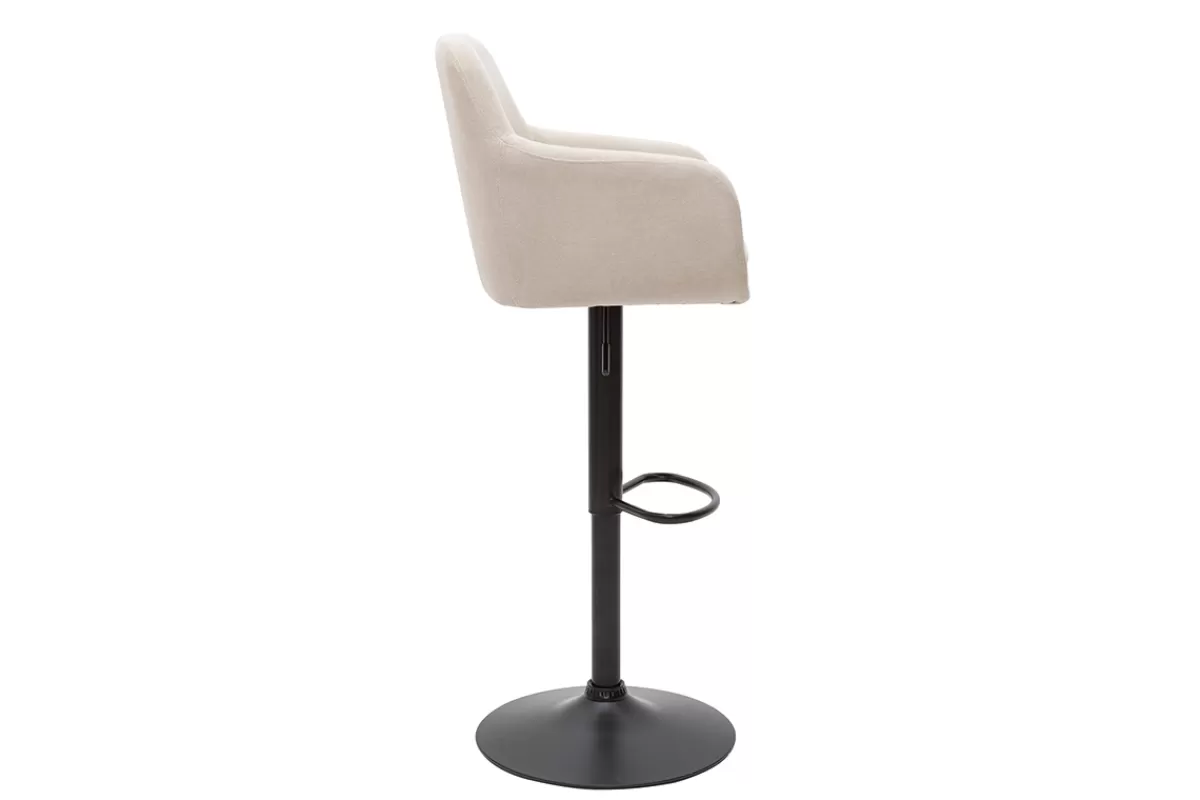 Miliboo Taburetes De Bar-Set de 2 taburetes de cocina regulables de tejido efecto aterciopelado beige y metal AMIKA