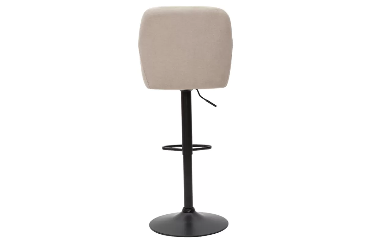 Miliboo Taburetes De Bar-Set de 2 taburetes de cocina regulables de tejido efecto aterciopelado beige y metal AMIKA