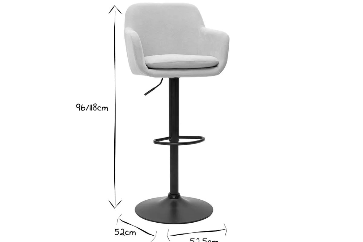 Miliboo Taburetes De Bar-Set de 2 taburetes de cocina regulables de tejido efecto aterciopelado beige y metal AMIKA