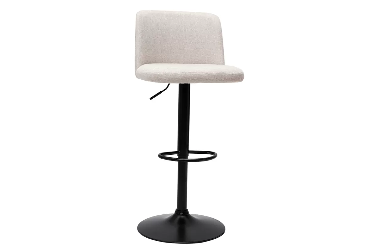 Miliboo Taburetes De Bar-Set de 2 taburetes de cocina regulables de tejido efecto aterciopelado beige y metal negro MONTI