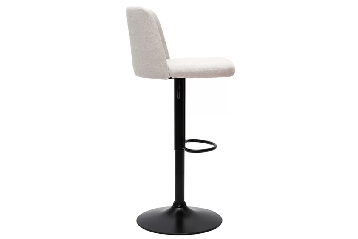 Miliboo Taburetes De Bar-Set de 2 taburetes de cocina regulables de tejido efecto aterciopelado beige y metal negro MONTI