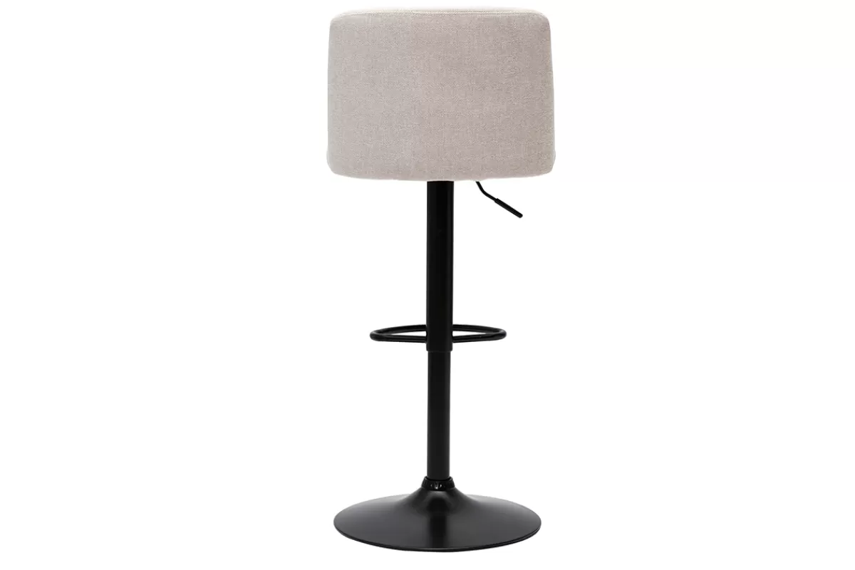 Miliboo Taburetes De Bar-Set de 2 taburetes de cocina regulables de tejido efecto aterciopelado beige y metal negro MONTI
