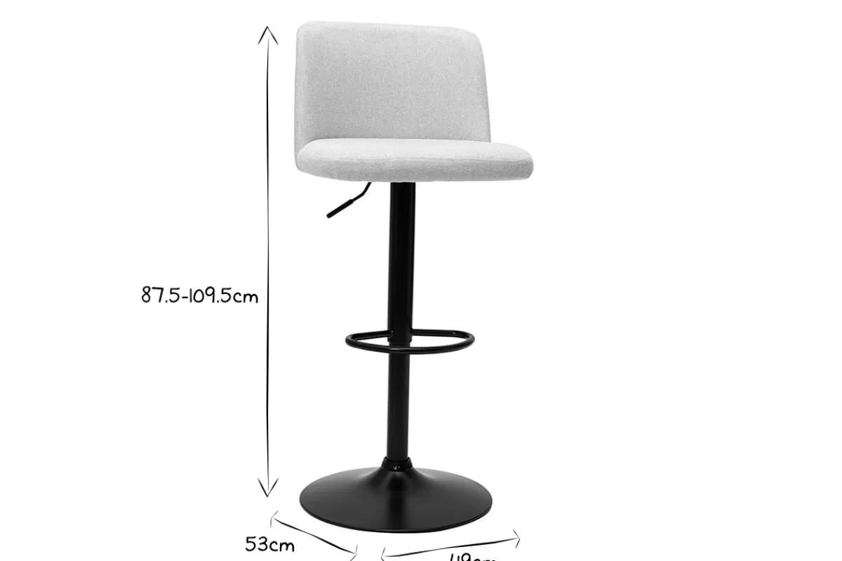 Miliboo Taburetes De Bar-Set de 2 taburetes de cocina regulables de tejido efecto aterciopelado beige y metal negro MONTI