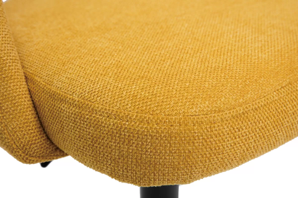 Miliboo Taburetes De Bar-Set de 2 taburetes de cocina regulables de tejido efecto aterciopelado texturizado amarillo y metal negro COSETTE