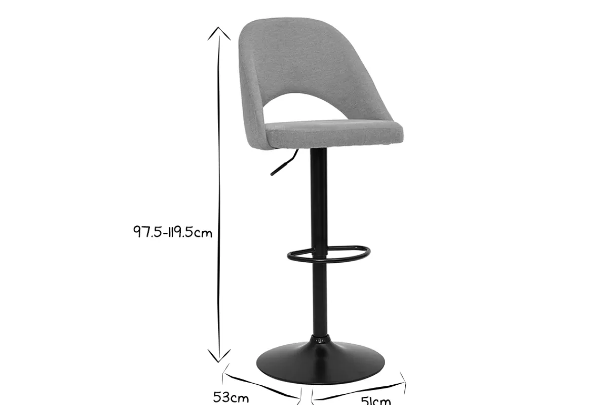 Miliboo Taburetes De Bar-Set de 2 taburetes de cocina regulables de tejido efecto aterciopelado texturizado amarillo y metal negro COSETTE