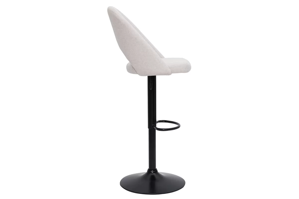 Miliboo Taburetes De Bar-Set de 2 taburetes de cocina regulables de tejido efecto aterciopelado texturizado beige y metal negro COSETTE