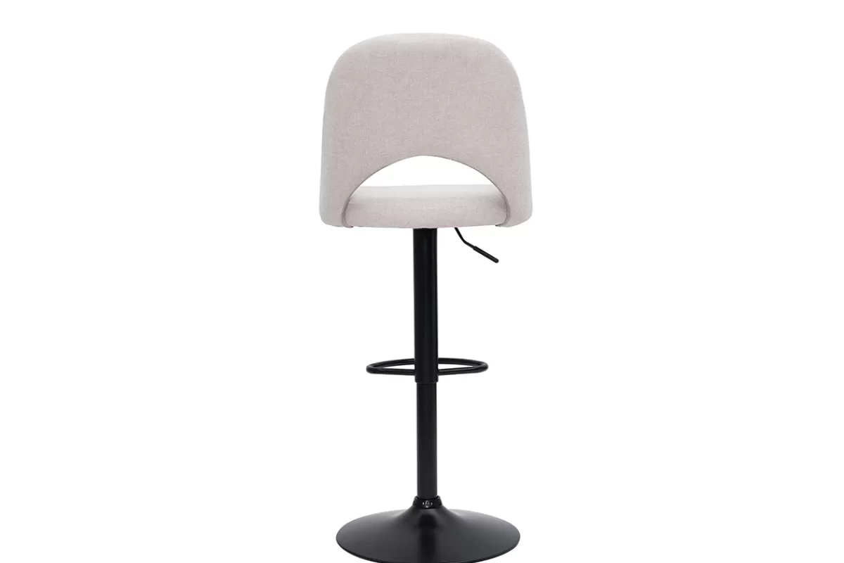 Miliboo Taburetes De Bar-Set de 2 taburetes de cocina regulables de tejido efecto aterciopelado texturizado beige y metal negro COSETTE