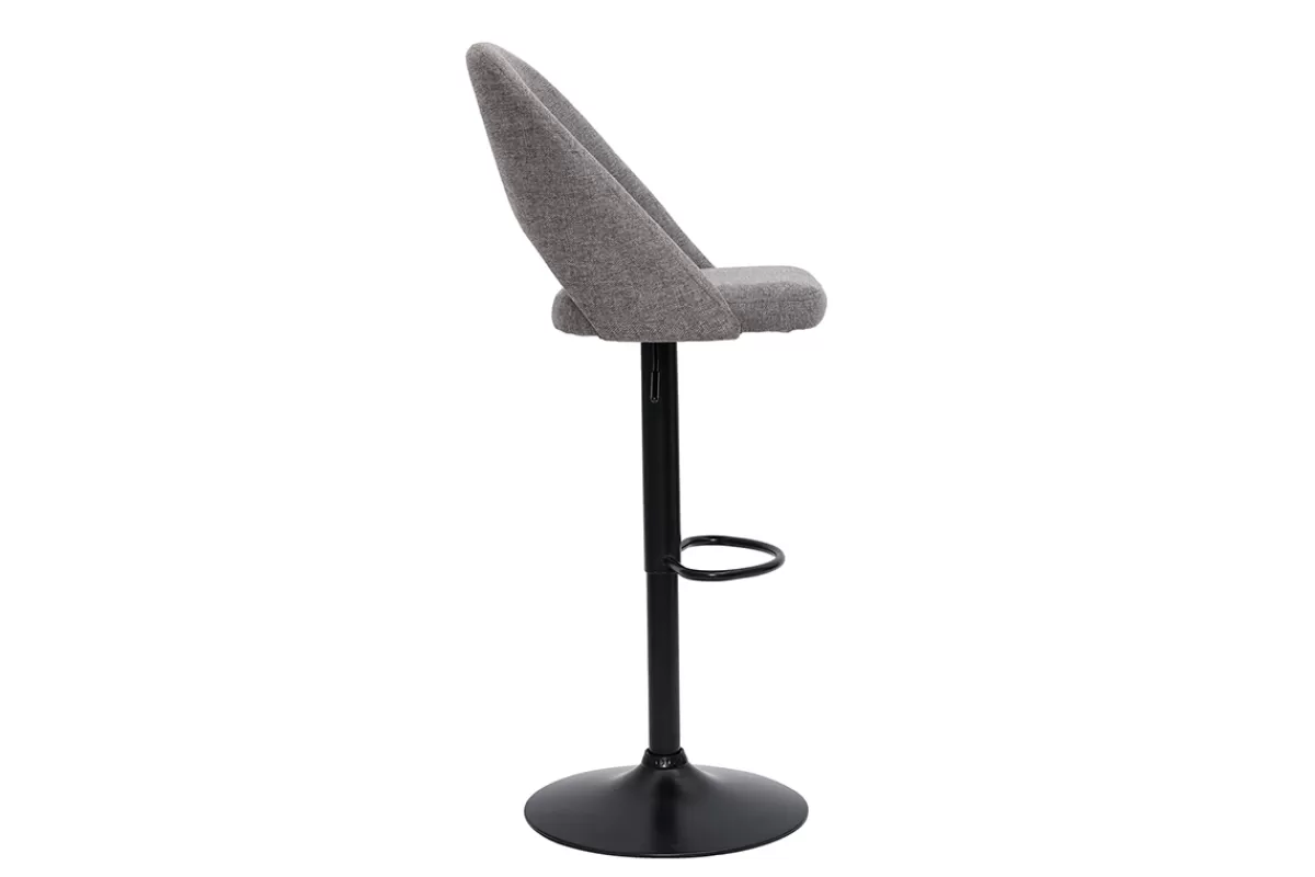 Miliboo Taburetes De Bar-Set de 2 taburetes de cocina regulables de tejido efecto aterciopelado texturizado gris y metal negro COSETTE