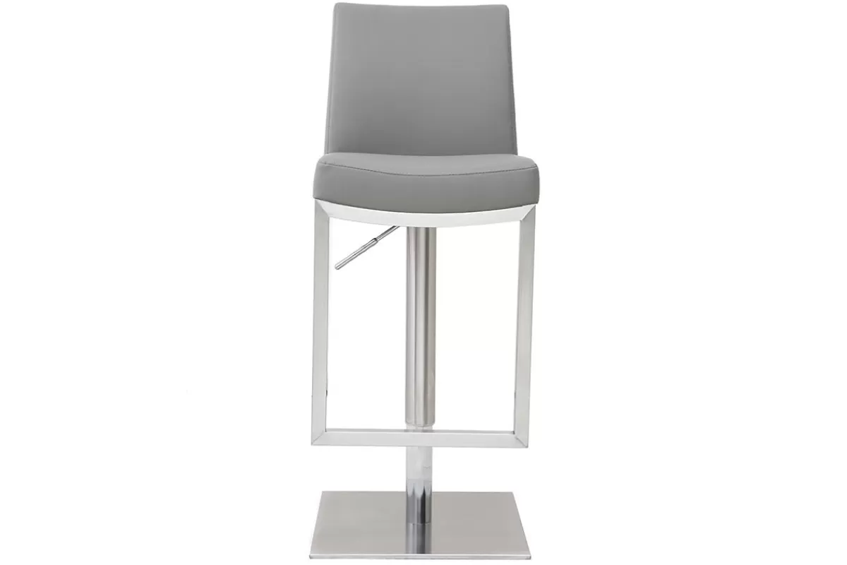 Miliboo Taburetes De Bar-Set de 2 taburetes de cocina regulables grises con acero cromado KYLE