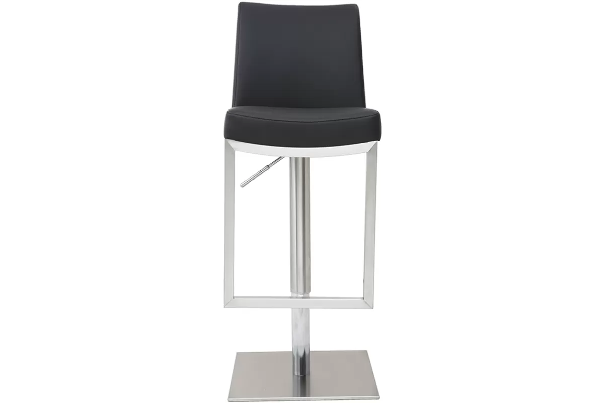 Miliboo Taburetes De Bar-Set de 2 taburetes de cocina regulables negros con acero cromado KYLE