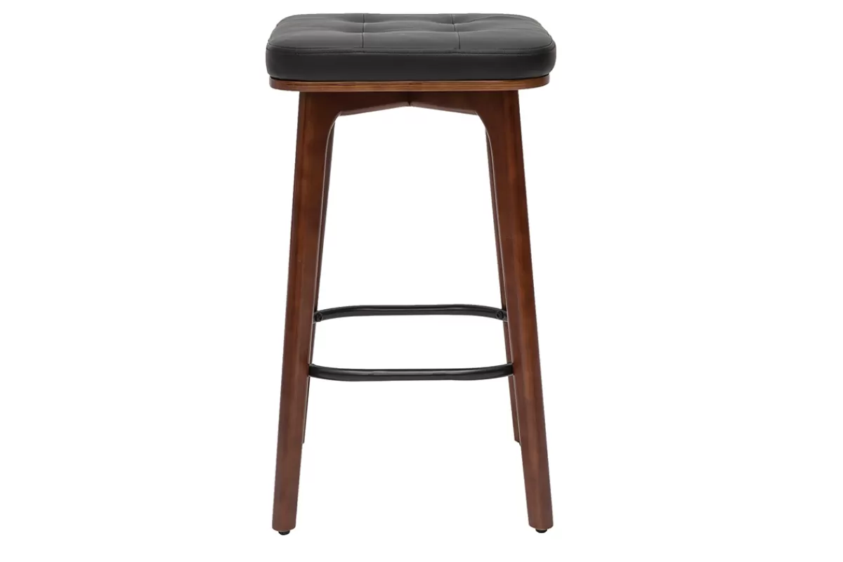 Miliboo Taburetes De Bar-Set de 2 taburetes de cocina vintage negros de madera oscura 65 cm GRAMMA