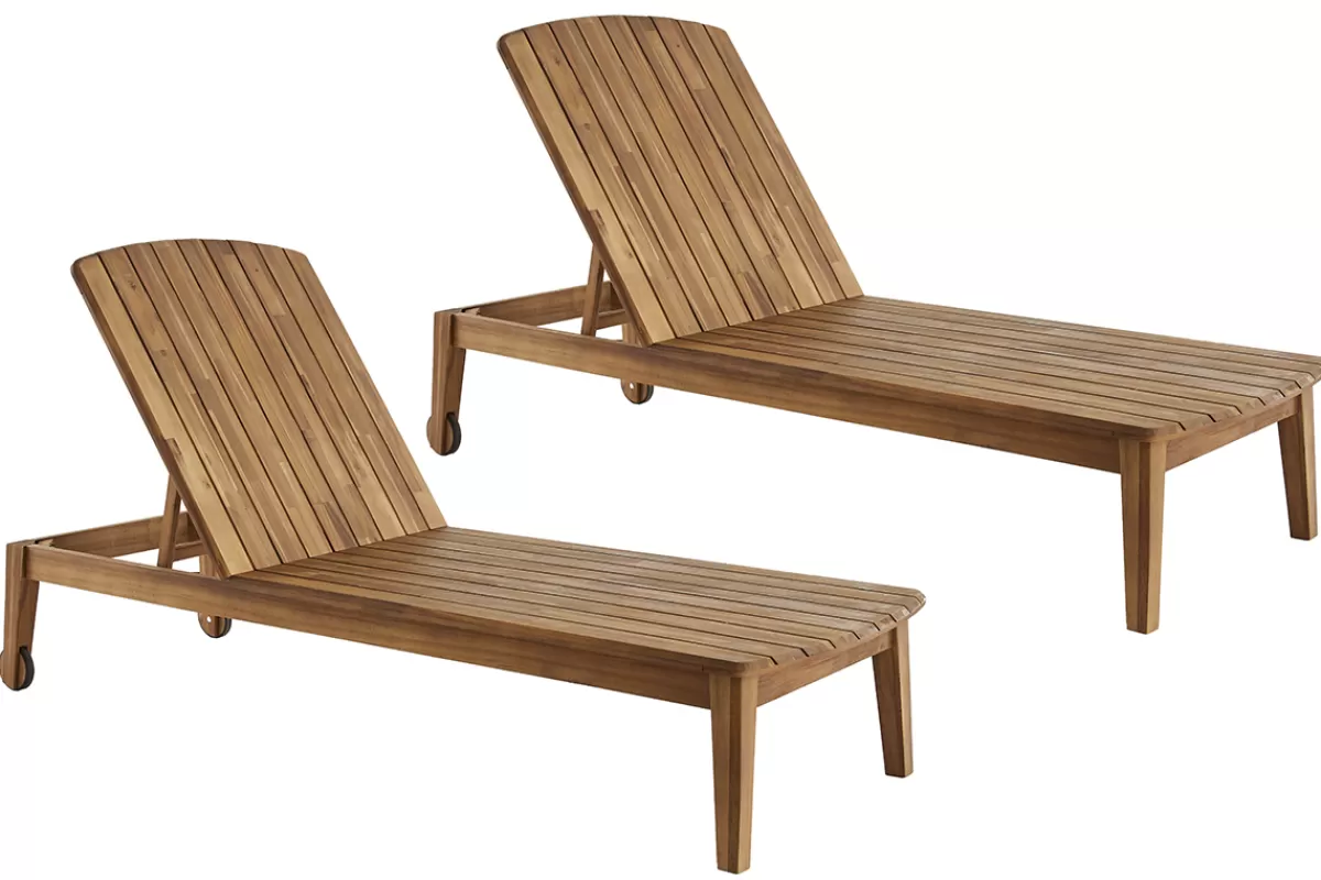 Miliboo Tumbonas/hamacas-Set de 2 tumbonas de acacia maciza CANOPEE