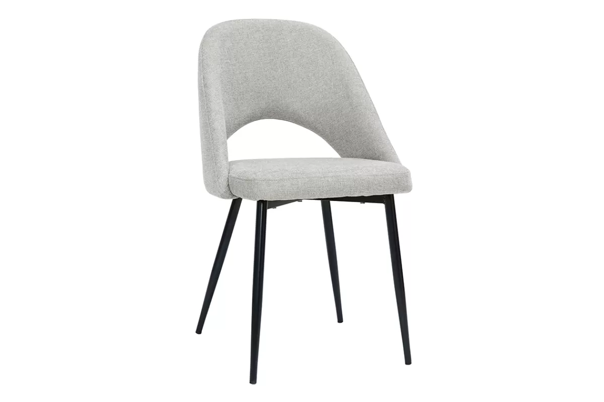 Miliboo Sillas Modernas-Set de 2 sillas vintage de tejido efecto aterciopelado texturizado gris y metal COSETTE