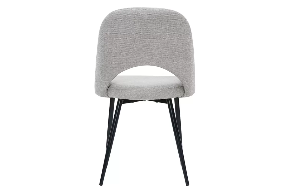 Miliboo Sillas Modernas-Set de 2 sillas vintage de tejido efecto aterciopelado texturizado gris y metal COSETTE
