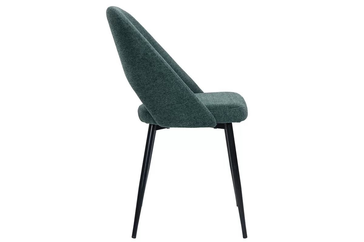 Miliboo Sillas Modernas-Set de 2 sillas vintage de tejido efecto aterciopelado texturizado verde y metal COSETTE
