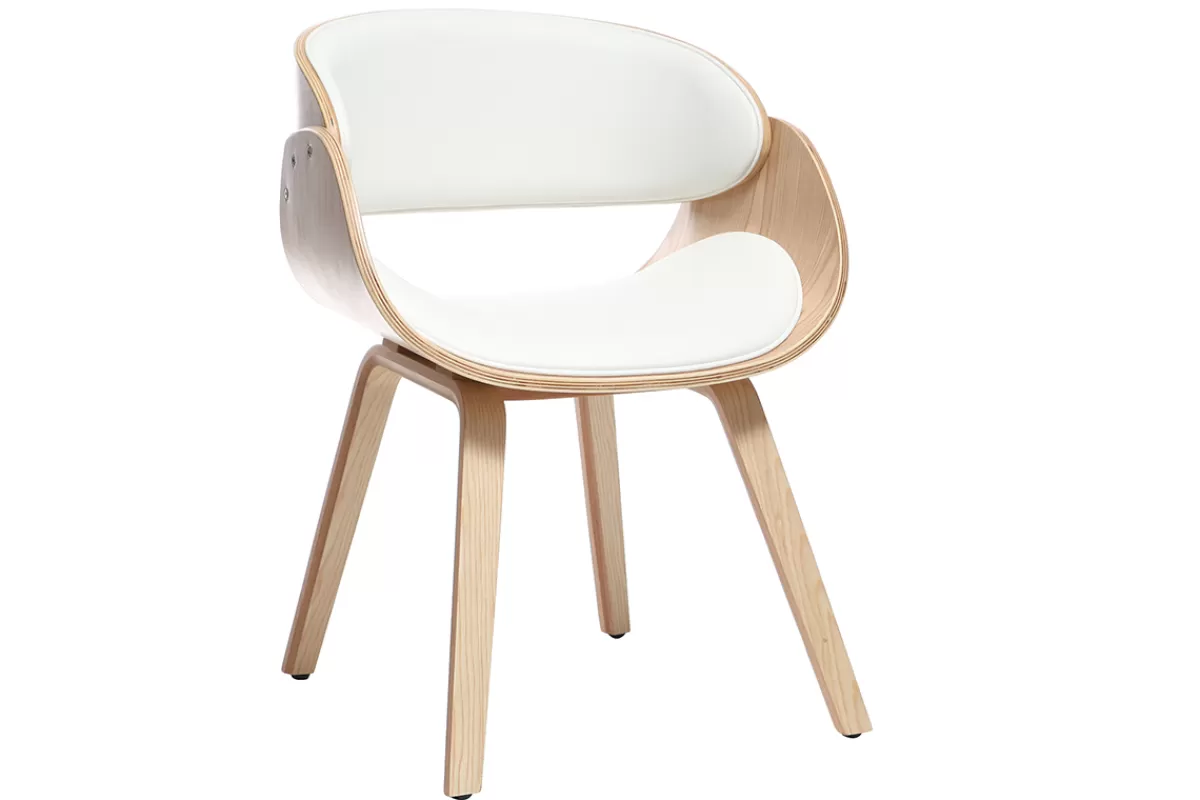 Miliboo Sillas Modernas | Sillas De Madera-Silla blanca y madera clara BENT