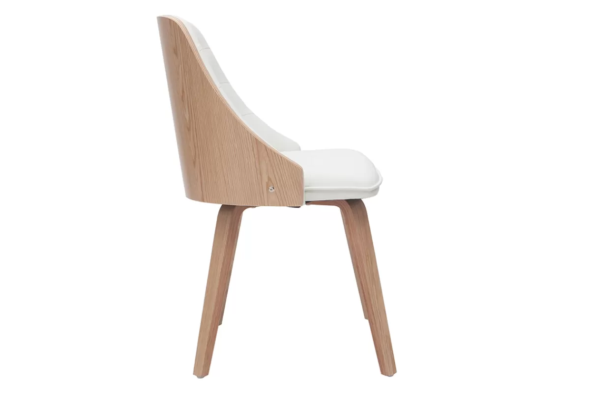 Miliboo Sillas Modernas | Sillas De Madera-Silla blanca y madera clara FLUFFY