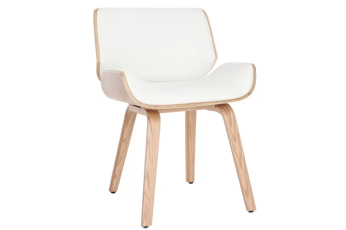Miliboo Sillas Modernas | Sillas De Madera-Silla blanca y madera clara RUBBENS