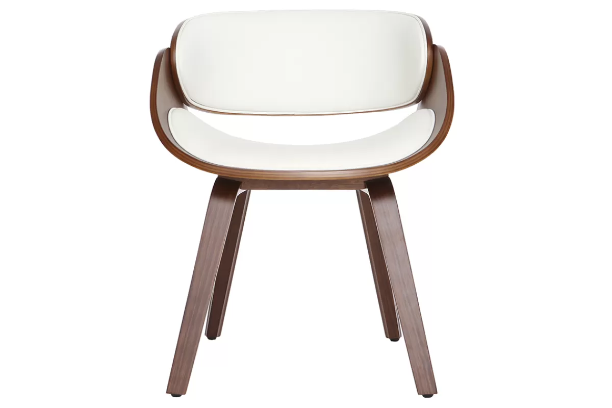 Miliboo Sillas Modernas | Sillas De Madera-Silla blanca y madera oscura nogal BENT