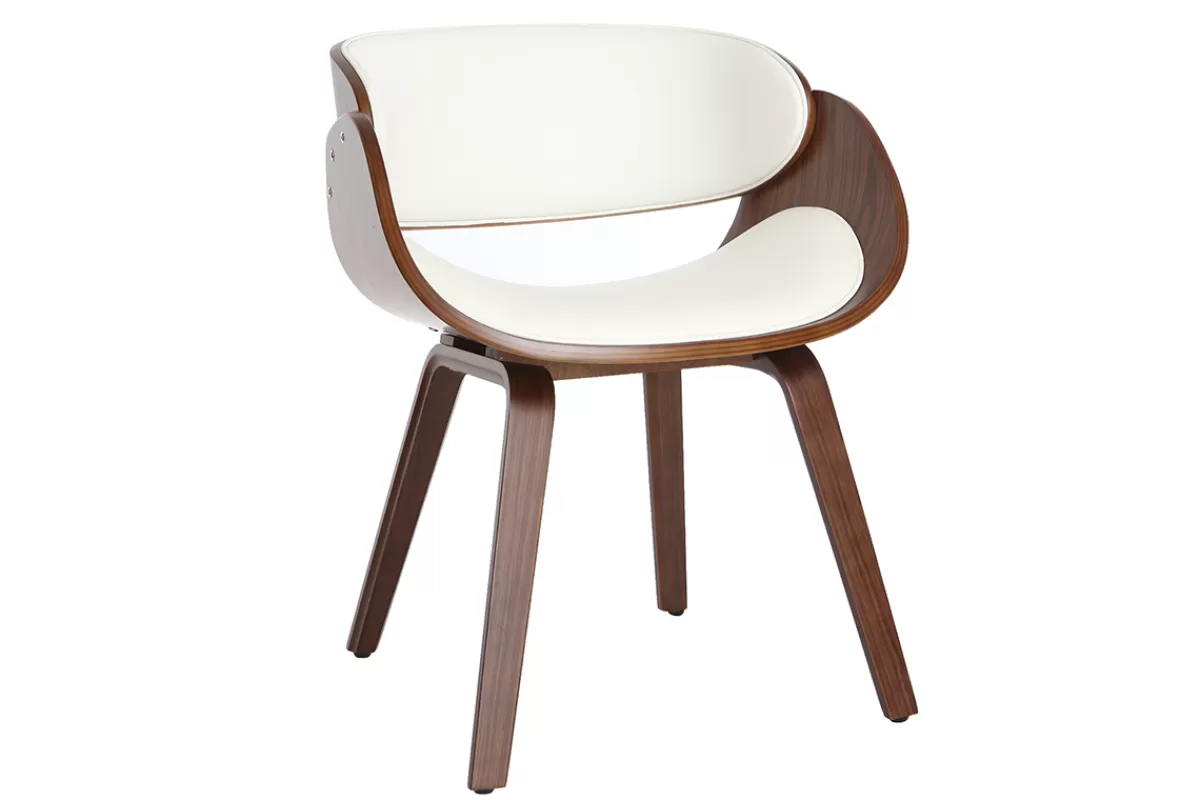 Miliboo Sillas Modernas | Sillas De Madera-Silla blanca y madera oscura nogal BENT