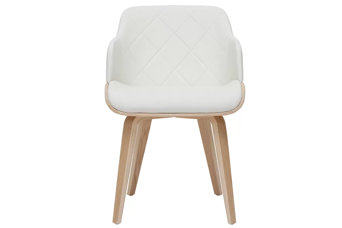 Miliboo Sillas Modernas | Sillas De Madera-Silla de diseño blanca y de madera clara LUCIEN