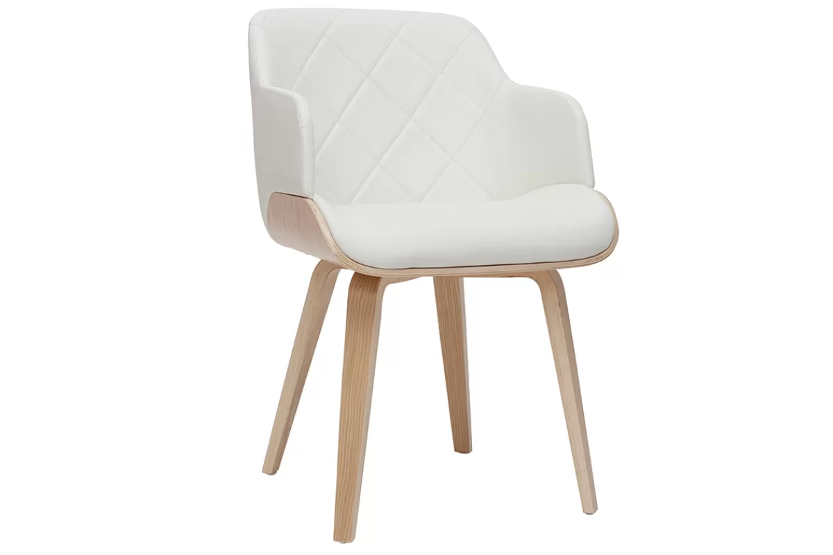 Miliboo Sillas Modernas | Sillas De Madera-Silla de diseño blanca y de madera clara LUCIEN