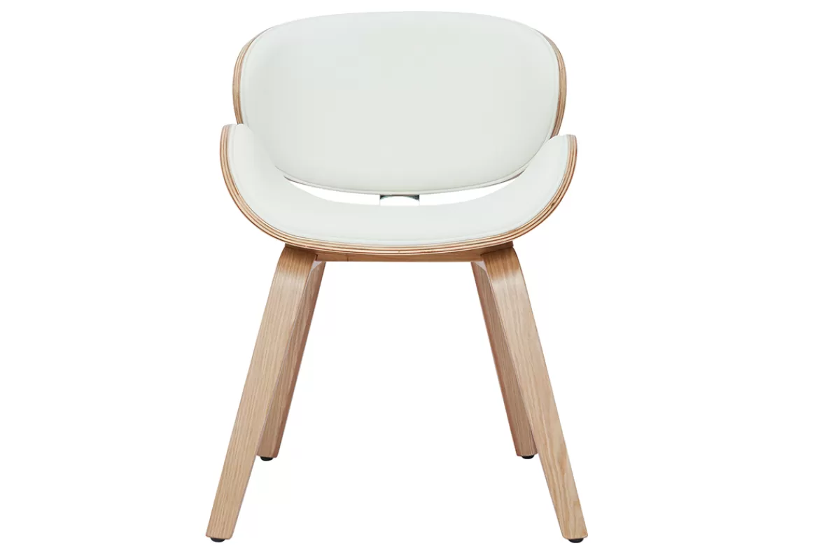 Miliboo Sillas Modernas | Sillas De Madera-Silla de diseño blanca y madera clara WALNUT