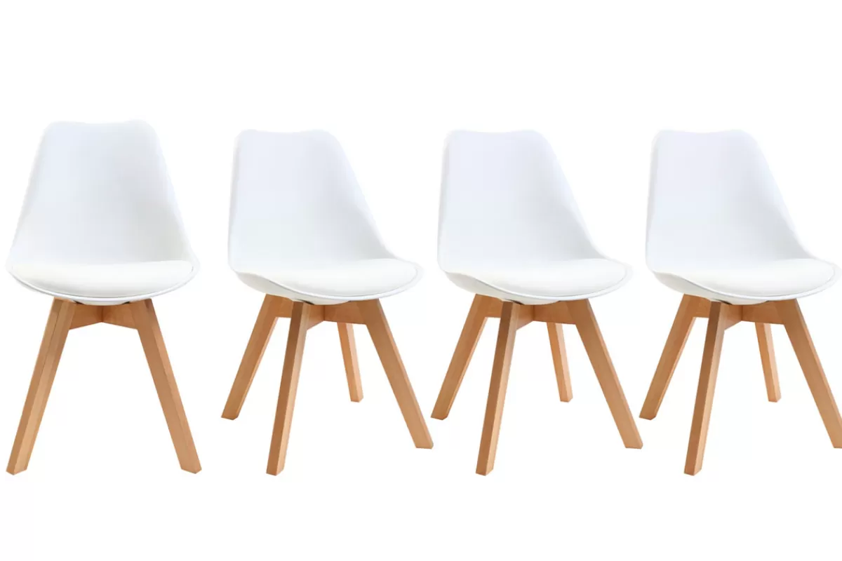 Miliboo Sillas Modernas-Silla de diseño blanco lote de 4 PAULINE